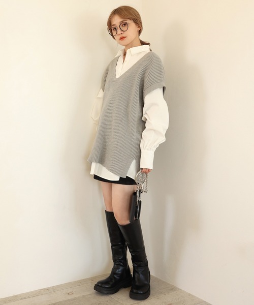 one after another NICE CLAUP（ワンアフターアナザーナイスクラップ）の「ワンポイント刺繍のビッグシルエットシャツ（シャツ/ブラウス・レディース・オフホワイト/ブラック/サックスブルー/ブルー系その他/ピンク系その他・FREE）」の11枚目の写真