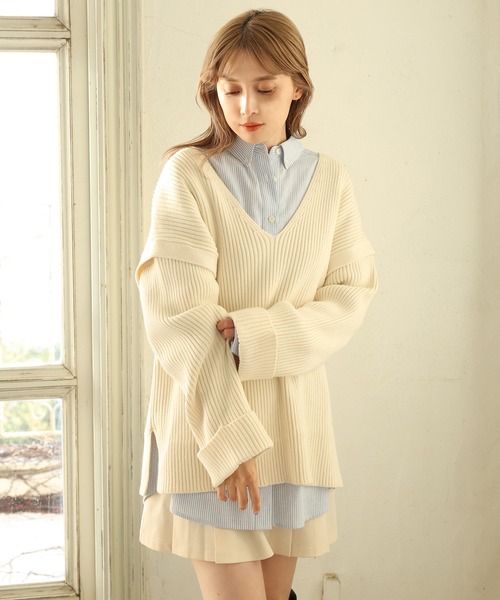 one after another NICE CLAUP（ワンアフターアナザーナイスクラップ）の「ワンポイント刺繍のビッグシルエットシャツ（シャツ/ブラウス・レディース・オフホワイト/ブラック/サックスブルー/ブルー系その他/ピンク系その他・FREE）」の6枚目の写真