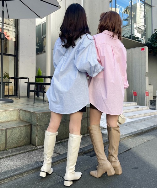 one after another NICE CLAUP（ワンアフターアナザーナイスクラップ）の「ワンポイント刺繍のビッグシルエットシャツ（シャツ/ブラウス・レディース・オフホワイト/ブラック/サックスブルー/ブルー系その他/ピンク系その他・FREE）」の16枚目の写真