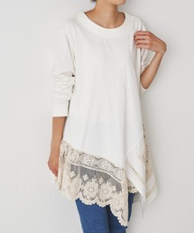 BEARDSLEY | 綿100％ 裏毛カットソー レース裏毛チュニック(Tシャツ/カットソー)