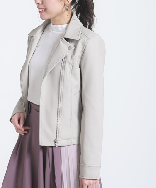 rps(アールピーエス)の「ライダースジャケット(ライダースジャケット・レディース・ブラック/アイボリー/グレイッシュベージュ・M)」の3枚目の写真