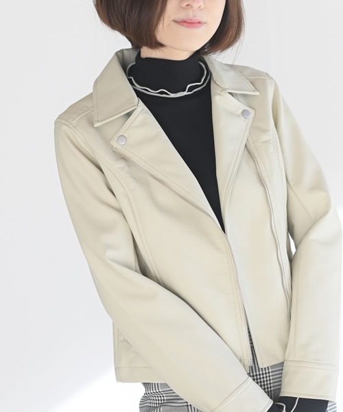 rps(アールピーエス)の「ライダースジャケット(ライダースジャケット・レディース・ブラック/アイボリー/グレイッシュベージュ・M)」の2枚目の写真