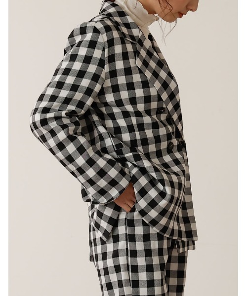 Re:EDIT(リエディ)の「ブロックチェックダブルブレストテーラードジャケット(テーラードジャケット・レディース・ブラック/ブラウン・MEDIUM/LARGE)」の9枚目の写真