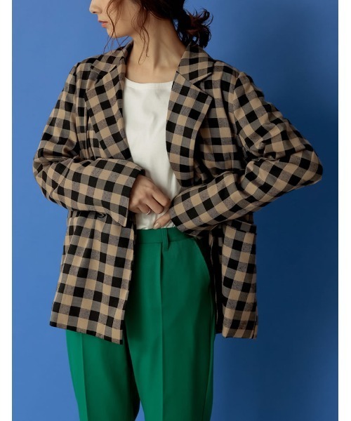 Re:EDIT(リエディ)の「ブロックチェックダブルブレストテーラードジャケット(テーラードジャケット・レディース・ブラック/ブラウン・MEDIUM/LARGE)」の17枚目の写真