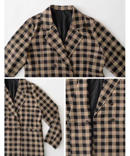 Re:EDIT(リエディ)の「ブロックチェックダブルブレストテーラードジャケット(テーラードジャケット・レディース・ブラック/ブラウン・MEDIUM/LARGE)」の20枚目の写真