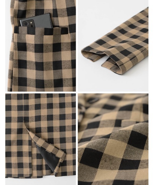 Re:EDIT(リエディ)の「ブロックチェックダブルブレストテーラードジャケット(テーラードジャケット・レディース・ブラック/ブラウン・MEDIUM/LARGE)」の6枚目の写真