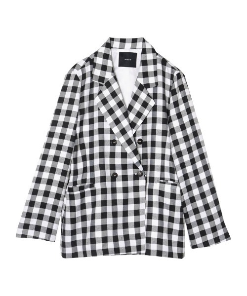 Re:EDIT(リエディ)の「ブロックチェックダブルブレストテーラードジャケット(テーラードジャケット・レディース・ブラック/ブラウン・MEDIUM/LARGE)」の14枚目の写真