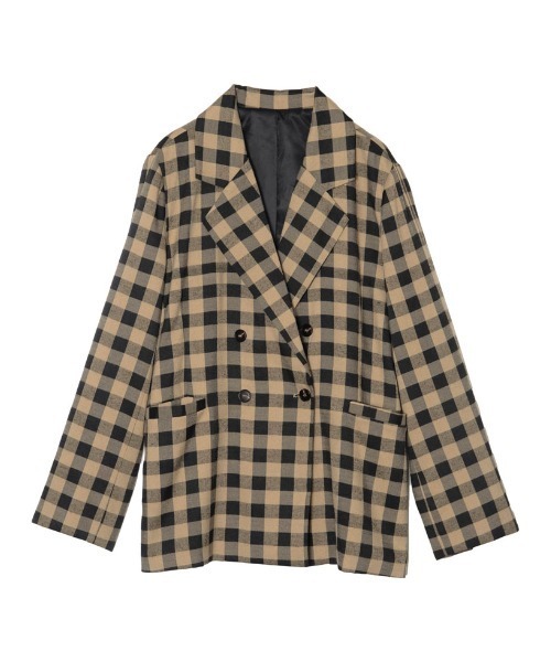 Re:EDIT(リエディ)の「ブロックチェックダブルブレストテーラードジャケット(テーラードジャケット・レディース・ブラック/ブラウン・MEDIUM/LARGE)」の11枚目の写真