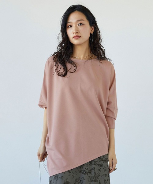 NICOLE white(ニコルホワイト)の「アシンメトリーロンTEE(Tシャツ/カットソー・レディース・ブラック/グレー/オフホワイト/サックスブルー・FREE)」の3枚目の写真