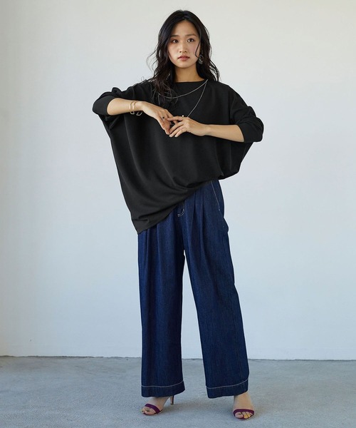 NICOLE white(ニコルホワイト)の「アシンメトリーロンTEE(Tシャツ/カットソー・レディース・ブラック/グレー/オフホワイト/サックスブルー・FREE)」の19枚目の写真