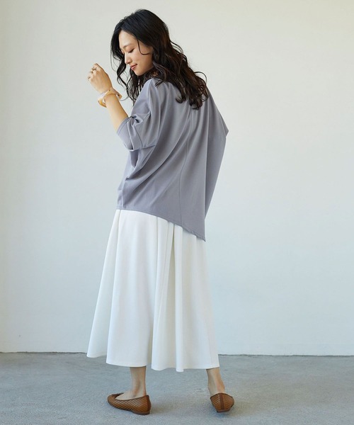 NICOLE white(ニコルホワイト)の「アシンメトリーロンTEE(Tシャツ/カットソー・レディース・ブラック/グレー/オフホワイト/サックスブルー・FREE)」の21枚目の写真