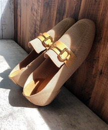 フラットヒール ニット ビットローファー