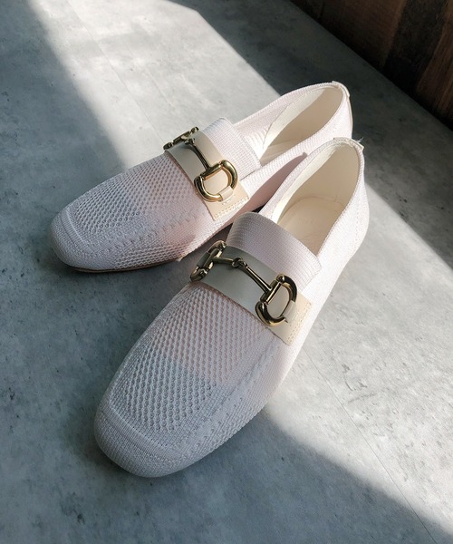 Noubel Voug Relax（ヌーベルヴォーグリラックス）の「フラットヒール ニット ビットローファー（ローファー・レディース・アイボリー/ベージュ/ブラック・L/LL/S/M）」の2枚目の写真