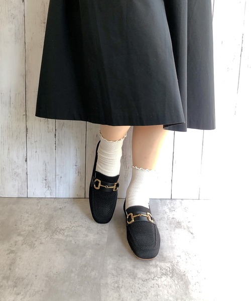 Noubel Voug Relax（ヌーベルヴォーグリラックス）の「フラットヒール ニット ビットローファー（ローファー・レディース・アイボリー/ベージュ/ブラック・L/LL/S/M）」の4枚目の写真