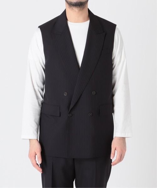 EDIFICE LA BOUCLE(エディフィスラブークル)の「【LA BOUCLE】ピークドラペル ノースリーブ ジャケット(その他アウター・メンズ・ネイビー/ベージュ・2/1)」の8枚目の写真