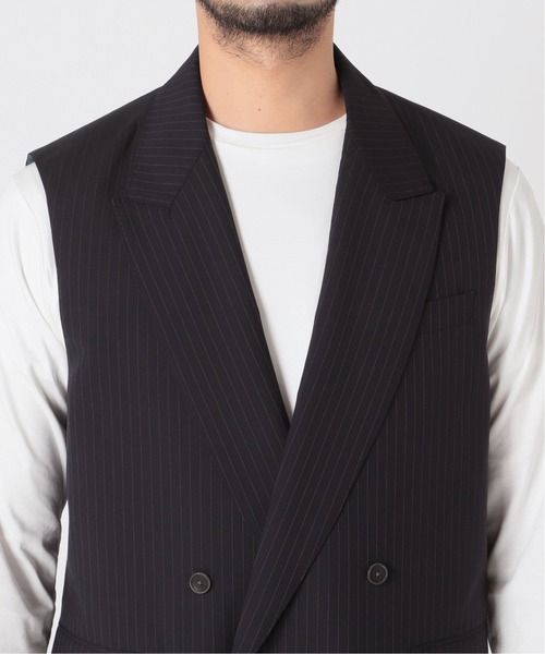 EDIFICE LA BOUCLE(エディフィスラブークル)の「【LA BOUCLE】ピークドラペル ノースリーブ ジャケット(その他アウター・メンズ・ネイビー/ベージュ・2/1)」の12枚目の写真