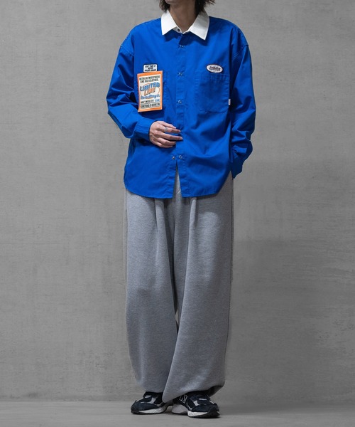 Limited Line Naive Magic（リミテッドラインナイーブマジック）の「【a】TCツイル USED LIKEクレリックワークシャツ　長袖（シャツ/ブラウス・メンズ・チャコールグレー/オレンジ/ブルー/グリーン/アイボリー・MEDIUM/LARGE）」の18枚目の写真