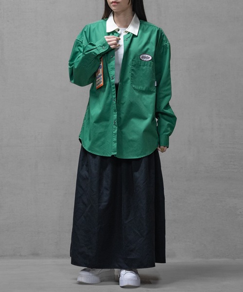 Limited Line Naive Magic（リミテッドラインナイーブマジック）の「【a】TCツイル USED LIKEクレリックワークシャツ　長袖（シャツ/ブラウス・メンズ・チャコールグレー/オレンジ/ブルー/グリーン/アイボリー・MEDIUM/LARGE）」の15枚目の写真