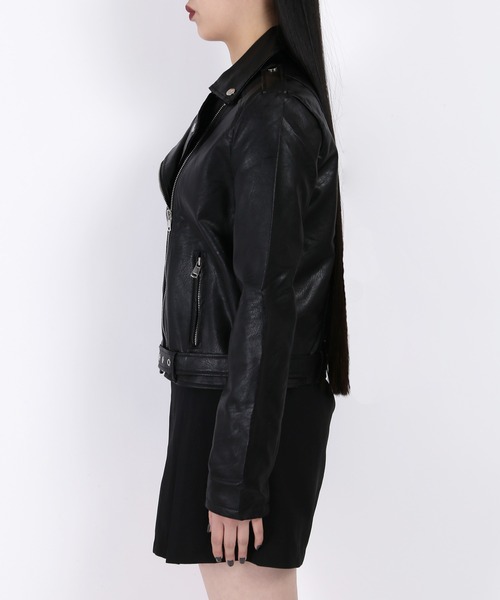 WC（ダブル シー）の「フェイクレザーライダース（ライダースジャケット・レディース・ブラック・FREE）」の7枚目の写真