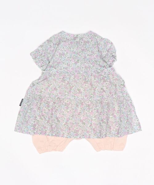 kladskap（クレードスコープ）の「ネコ衿花柄カバーオール（ロンパース・キッズ・ピンク/サックスブルー・80ｃｍ/70cm）」の3枚目の写真