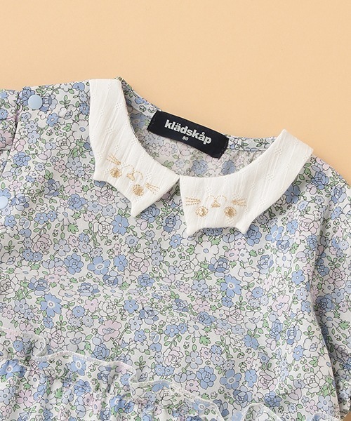 kladskap（クレードスコープ）の「ネコ衿花柄カバーオール（ロンパース・キッズ・ピンク/サックスブルー・80ｃｍ/70cm）」の13枚目の写真