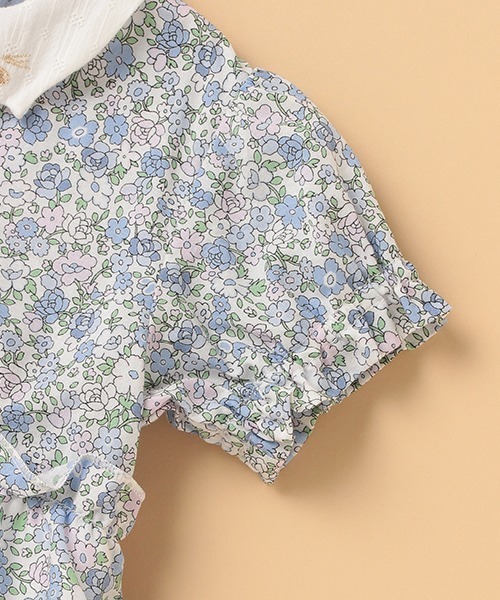 kladskap（クレードスコープ）の「ネコ衿花柄カバーオール（ロンパース・キッズ・ピンク/サックスブルー・80ｃｍ/70cm）」の5枚目の写真