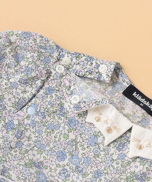 kladskap（クレードスコープ）の「ネコ衿花柄カバーオール（ロンパース・キッズ・ピンク/サックスブルー・80ｃｍ/70cm）」の8枚目の写真