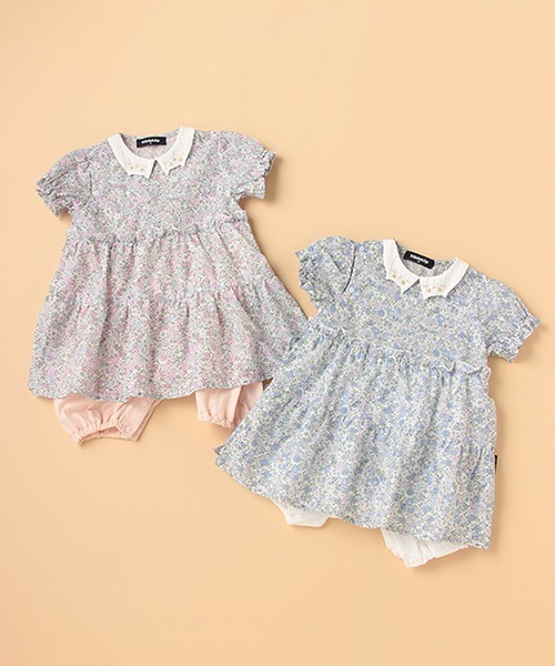 kladskap（クレードスコープ）の「ネコ衿花柄カバーオール（ロンパース・キッズ・ピンク/サックスブルー・80ｃｍ/70cm）」の10枚目の写真