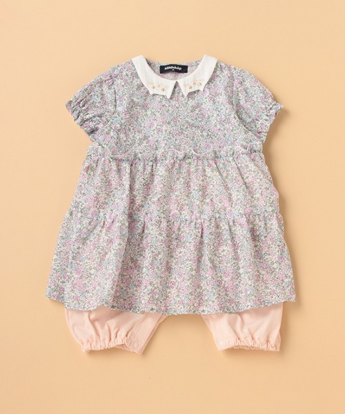 kladskap（クレードスコープ）の「ネコ衿花柄カバーオール（ロンパース・キッズ・ピンク/サックスブルー・80ｃｍ/70cm）」の14枚目の写真