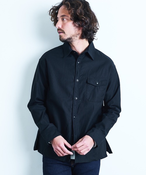 セール】MILITARY BACKSATIN WORK SHIRTS L/S:ミリタリー バックサテン