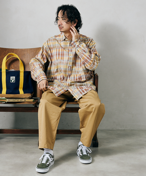 JOURNAL STANDARD relume（ジャーナルスタンダード　レリューム）の「MADRAS CHECK オーバーサイズレギュラーカラーシャツ（シャツ/ブラウス・メンズ・ベージュ/ブルー系その他/グリーン系その他/グリーン/ピンク/ブルー・MEDIUM/LARGE）」の16枚目の写真