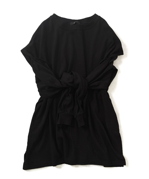 w closet（ダブルクローゼット）の「ロングorノースリ2WAYスリーブTシャツ（Tシャツ/カットソー・レディース・ブラック/オフホワイト/ライム/オレンジ・FREE）」の6枚目の写真