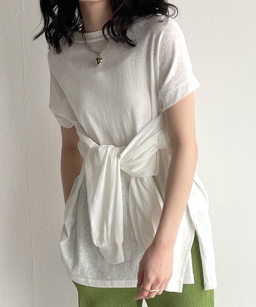 w closet（ダブルクローゼット）の「ロングorノースリ2WAYスリーブTシャツ（Tシャツ/カットソー・レディース・ブラック/オフホワイト/ライム/オレンジ・FREE）」の12枚目の写真