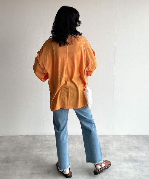 w closet（ダブルクローゼット）の「ロングorノースリ2WAYスリーブTシャツ（Tシャツ/カットソー・レディース・ブラック/オフホワイト/ライム/オレンジ・FREE）」の21枚目の写真