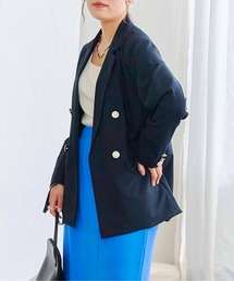 Wボタン紺ブレザージャケット