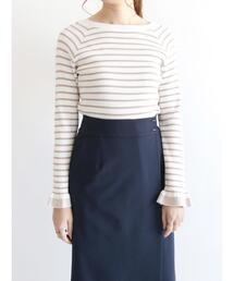 Te chichi | リブボーダー袖口フリルプルオーバー(ニット/セーター)