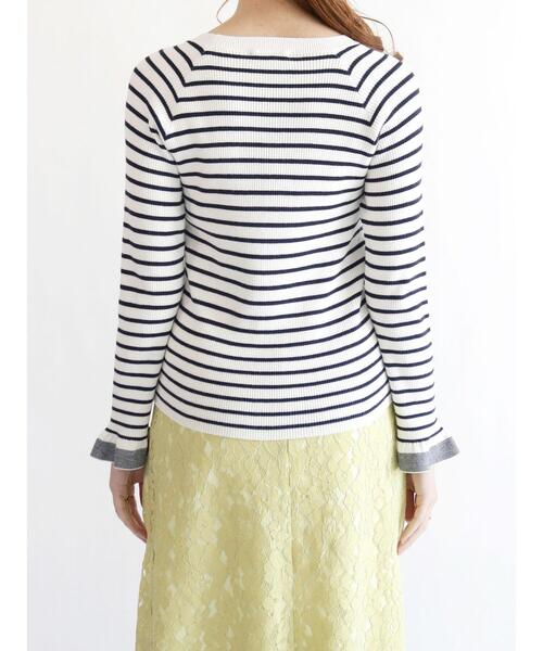 Te chichi(テチチ)の「リブボーダー袖口フリルプルオーバー(ニット/セーター・レディース・ベージュ/ネイビー/オフホワイト・フリ-)」の12枚目の写真