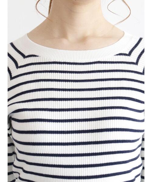 Te chichi(テチチ)の「リブボーダー袖口フリルプルオーバー(ニット/セーター・レディース・ベージュ/ネイビー/オフホワイト・フリ-)」の13枚目の写真