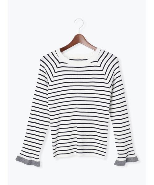 Te chichi(テチチ)の「リブボーダー袖口フリルプルオーバー(ニット/セーター・レディース・ベージュ/ネイビー/オフホワイト・フリ-)」の15枚目の写真