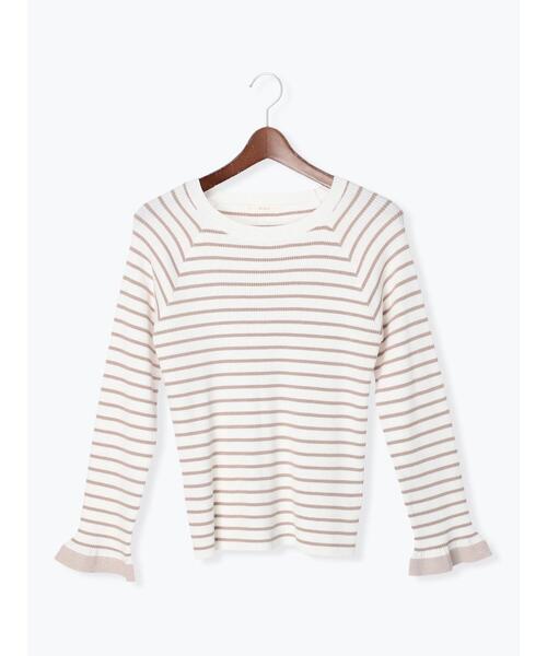 Te chichi(テチチ)の「リブボーダー袖口フリルプルオーバー(ニット/セーター・レディース・ベージュ/ネイビー/オフホワイト・フリ-)」の16枚目の写真