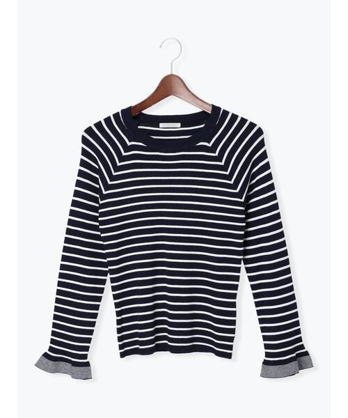 Te chichi(テチチ)の「リブボーダー袖口フリルプルオーバー(ニット/セーター・レディース・ベージュ/ネイビー/オフホワイト・フリ-)」の17枚目の写真