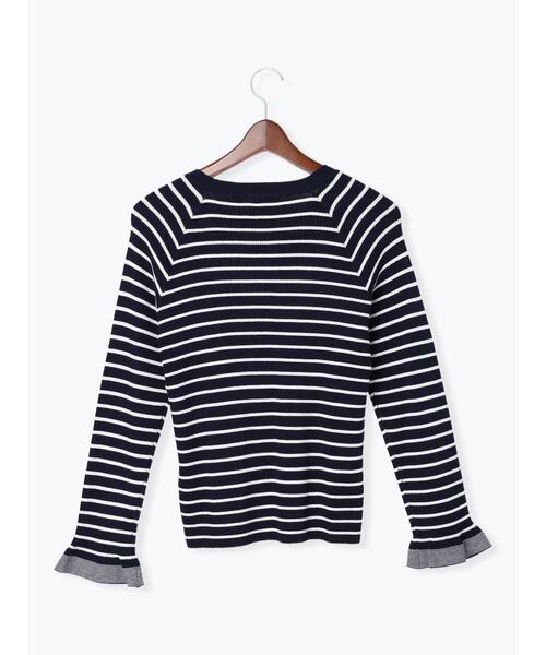 Te chichi(テチチ)の「リブボーダー袖口フリルプルオーバー(ニット/セーター・レディース・ベージュ/ネイビー/オフホワイト・フリ-)」の18枚目の写真