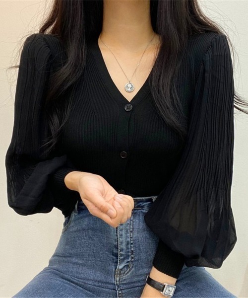 yuue' ( wear )（ユーイ）の「袖ボリューム シースルー ロングスリーブトップス（シャツ/ブラウス・レディース・ホワイト/ブラック・FREE）」の11枚目の写真