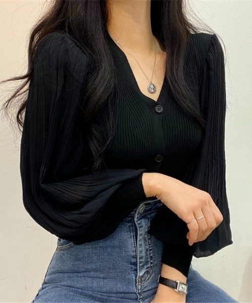 yuue' ( wear )（ユーイ）の「袖ボリューム シースルー ロングスリーブトップス（シャツ/ブラウス・レディース・ホワイト/ブラック・FREE）」の13枚目の写真