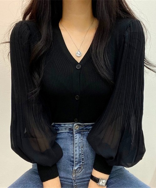 yuue' ( wear )（ユーイ）の「袖ボリューム シースルー ロングスリーブトップス（シャツ/ブラウス・レディース・ホワイト/ブラック・FREE）」の19枚目の写真