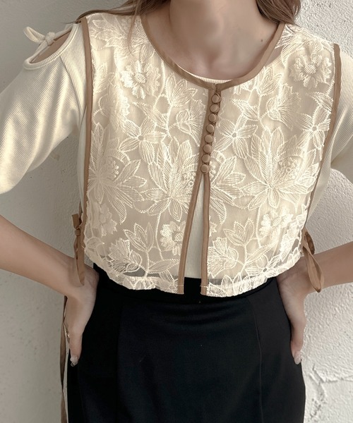 apres jour clair（アプレジュールクレア）の「【apres jour clair】レースベスト【ZOZOTOWN限定アイテム】（ベスト・レディース・アイボリー/ライトブラウン・フリー）」の20枚目の写真
