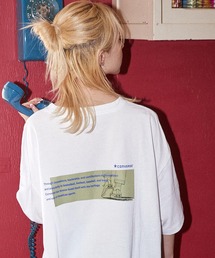 CONVERSE/コンバース ロゴ刺繍バックプリントオーバーサイズクロップド半袖Tシャツ