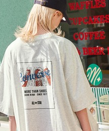 CONVERSE/コンバース ロゴ刺繍バックプリントオーバーサイズクロップド半袖Tシャツ