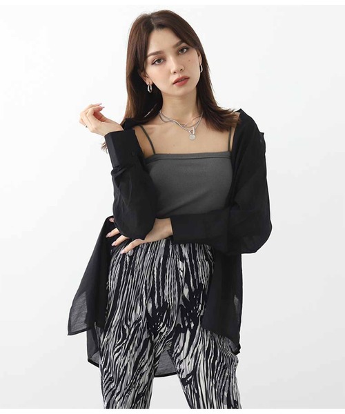 ANAP（アナップ）の「シアーオーバーサイズシャツ（シャツ/ブラウス・レディース・ベージュ/グレー/ホワイト/ブラック・FREE）」の3枚目の写真