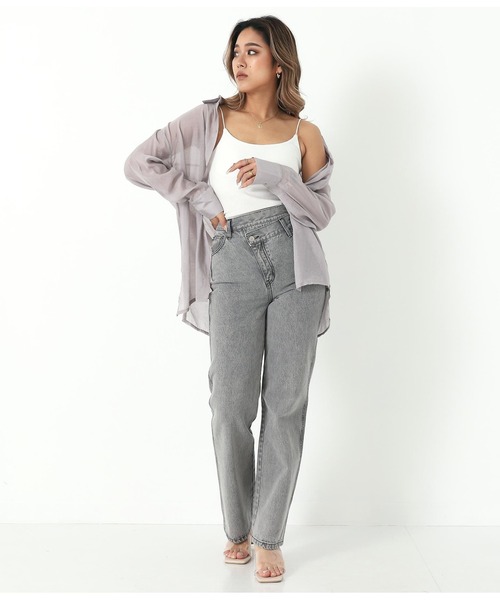 ANAP（アナップ）の「シアーオーバーサイズシャツ（シャツ/ブラウス・レディース・ベージュ/グレー/ホワイト/ブラック・FREE）」の7枚目の写真